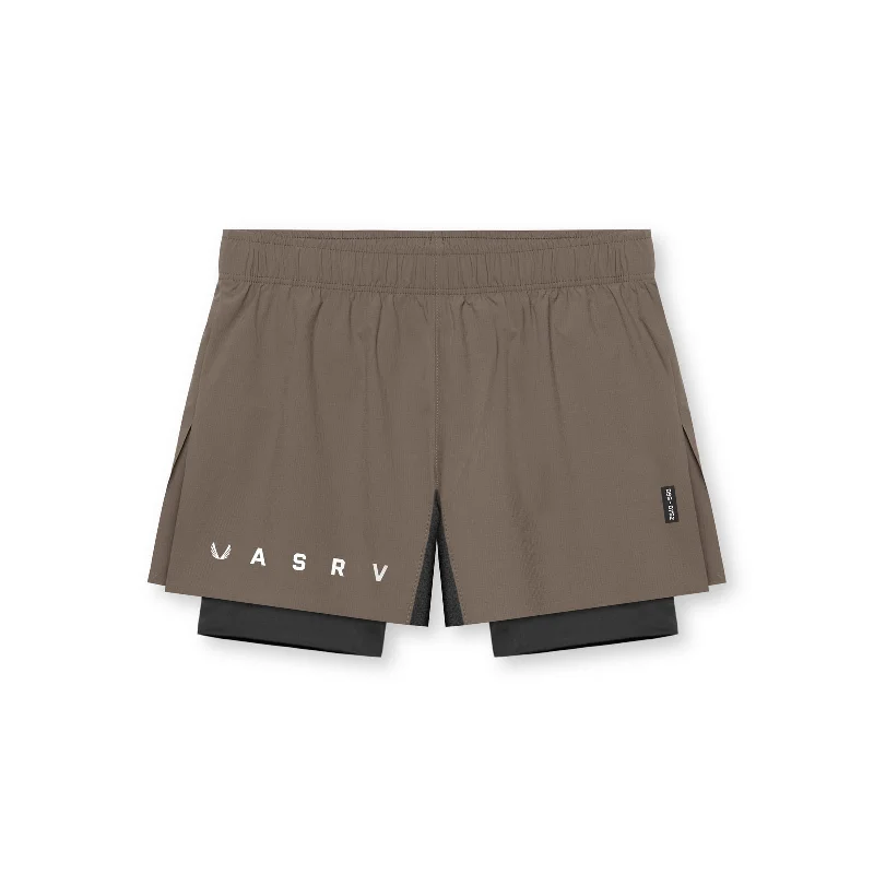 0752. Ripstop 3"" High Split Liner Short - Deep Taupe/Black