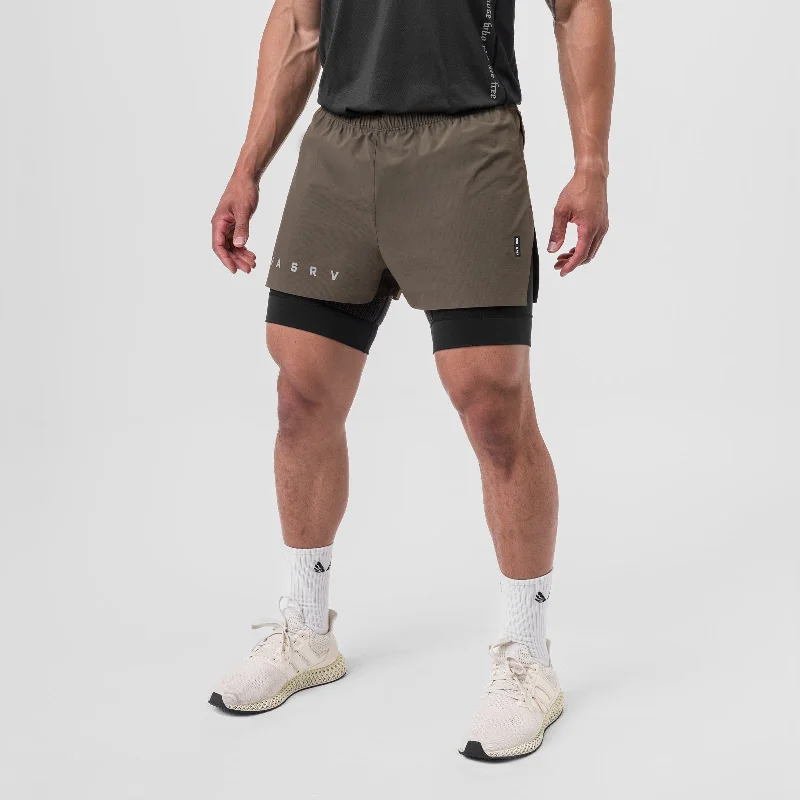 0752. Ripstop 3"" High Split Liner Short - Deep Taupe/Black