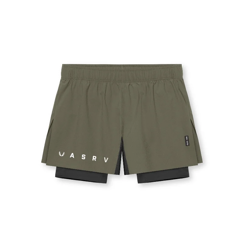 0752. Ripstop 3"" High Split Liner Short - Olive/Black