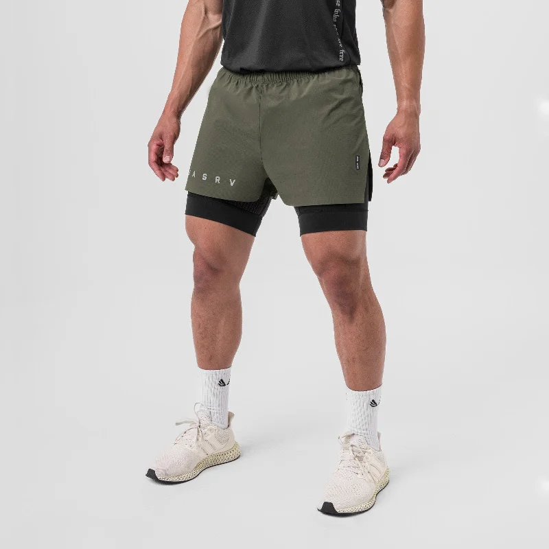 0752. Ripstop 3"" High Split Liner Short - Olive/Black