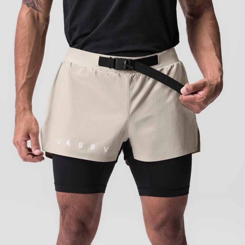 0786. Ripstop 3"" Belt Pack Short   - Beige/Black