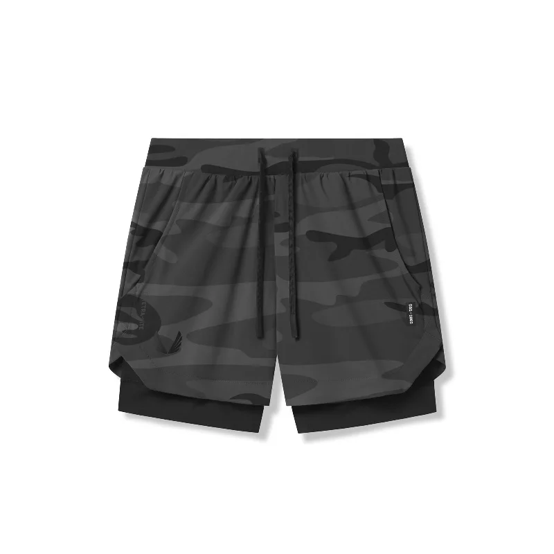 0865. Tetra-Lite™ 5"" Liner Short - Black Camo ""Wings""/Black