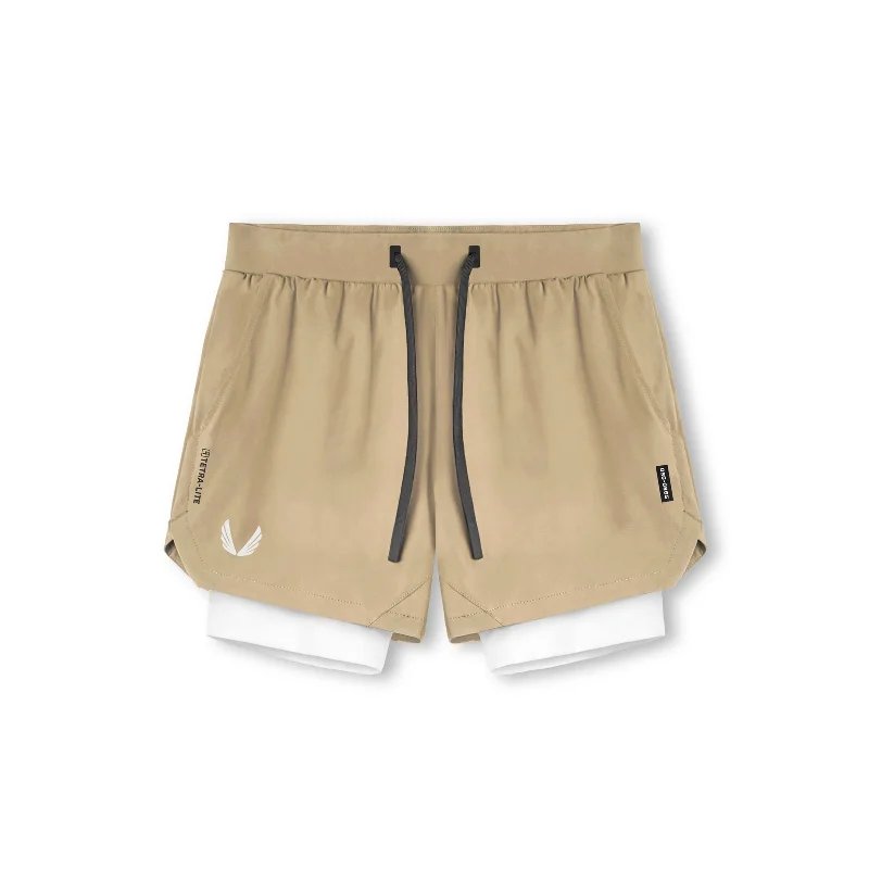 0865. Tetra-Lite™ 5"" Liner Short - Khaki/ White / White ""Wings""