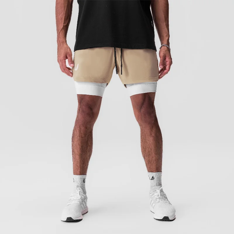 0865. Tetra-Lite™ 5"" Liner Short - Khaki/ White / White ""Wings""