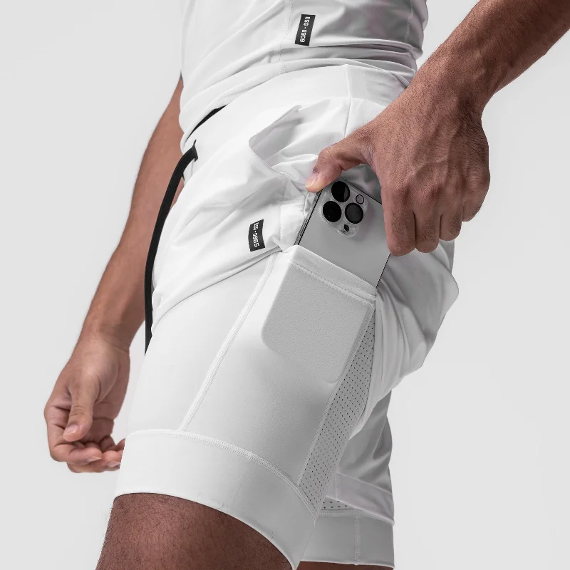 0865. Tetra-Lite™ 5"" Liner Short - White ""Cyber""/White