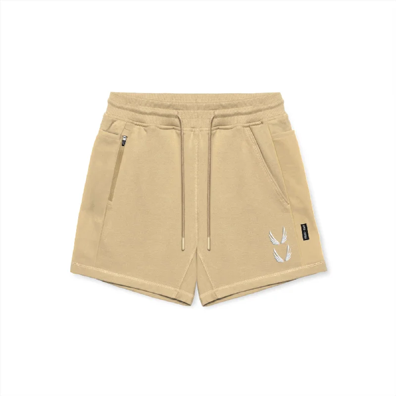 0867. Tech-Terry™ Sidelock Sweat Short - Khaki ""Stacked Wings""