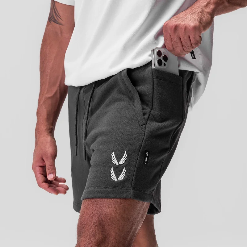 0867. Tech-Terry™ Sidelock Sweat Short - Space Grey ""Stacked Wings""