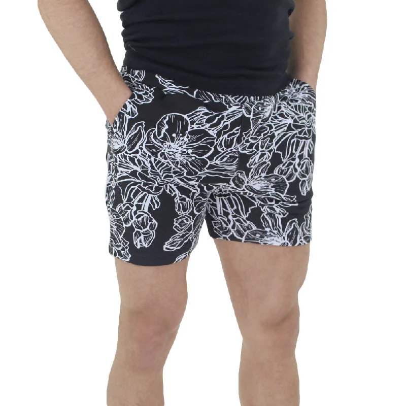 Men's Floral Cotton Short,Black