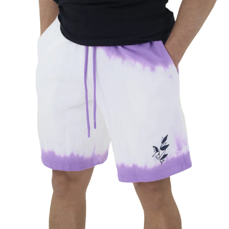 Men's Tie Dye Drawstring Short,Purple/White