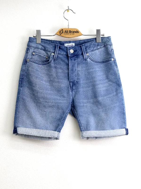 Men's Washed Denim Short,Blue