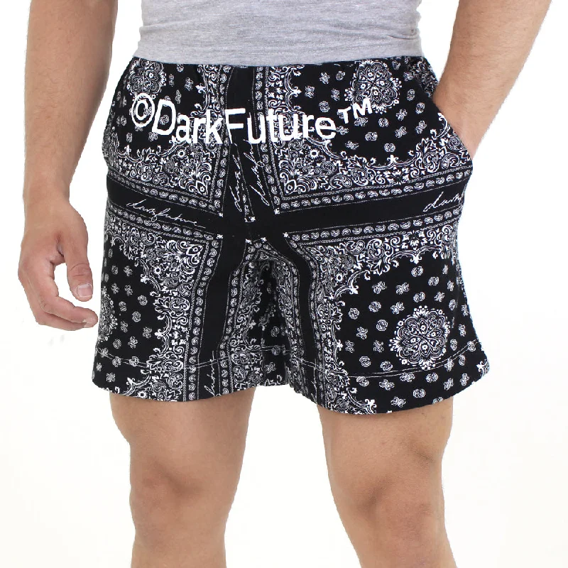 Men's All Over Printed Cotton Short,Black