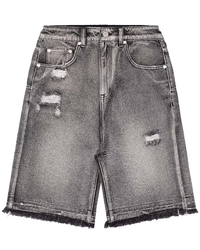 Black Distressed Denim Shorts