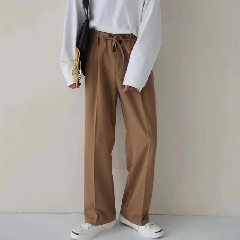 Bonsir 2024 New Spring Summer Men's Casual Straight Classic Black Rose High Waist Pants Korean Wide Leg Trousers For Men