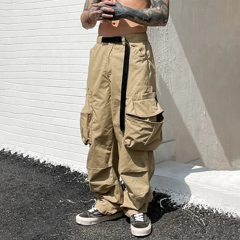 Bonsir Baggy Black Cargo Pants Men American Streetwear Oversize Khaki Cargo Trousers Male Pocket Loose Casual Hip Hop Workwear