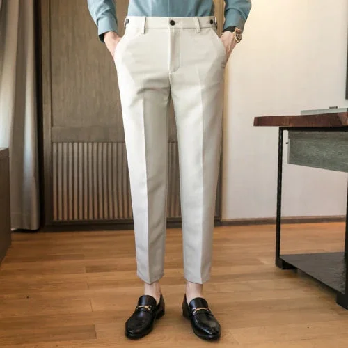 Bonsir Brand Clothing Fashion Male Spring High Quality Cotton Business Suit Trousers/Men's Pure Color Leisure Suit Pants 28-34