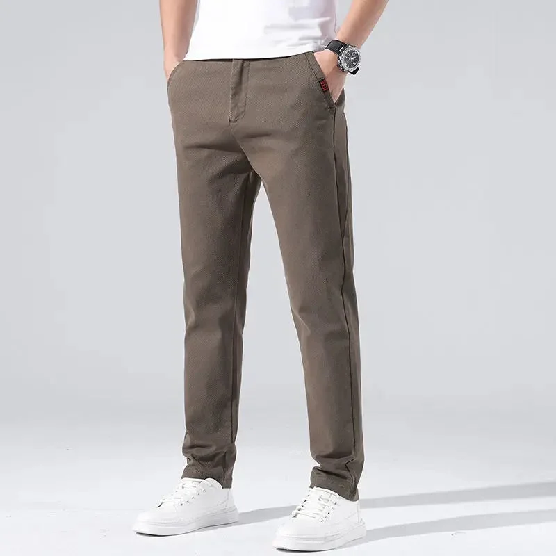 Bonsir Brand Cotton Slim Suit Pants Formal Business Men Elastic Waist Solid Color Long Casual Pant Male Slacks Trousers A316