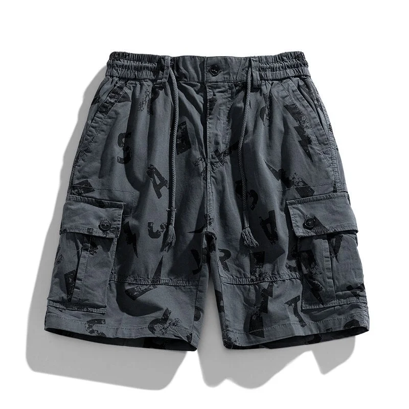 Bonsir Cargo Printed Oversize Summer Striped Loose Casual Shorts Men Camo Summer Short Pants Cargo Shorts New Streetwear