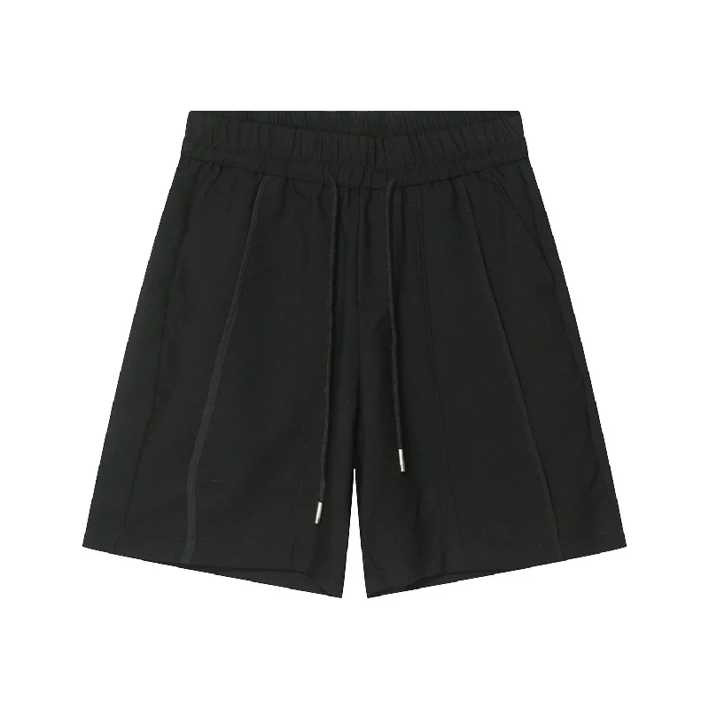 Bonsir Korean Style Casual Shorts Male Tide Summer New Drawstring Knee Length Pants Male Fasion Solid Color Versatile