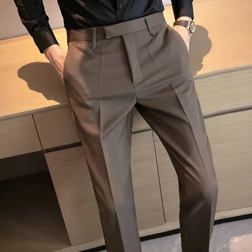 Bonsir Men Suit Pants High Quality Men Solid Color Slim Fit Dress Pants Slim Fit Office Business Men Trousers Plus Size 28-36