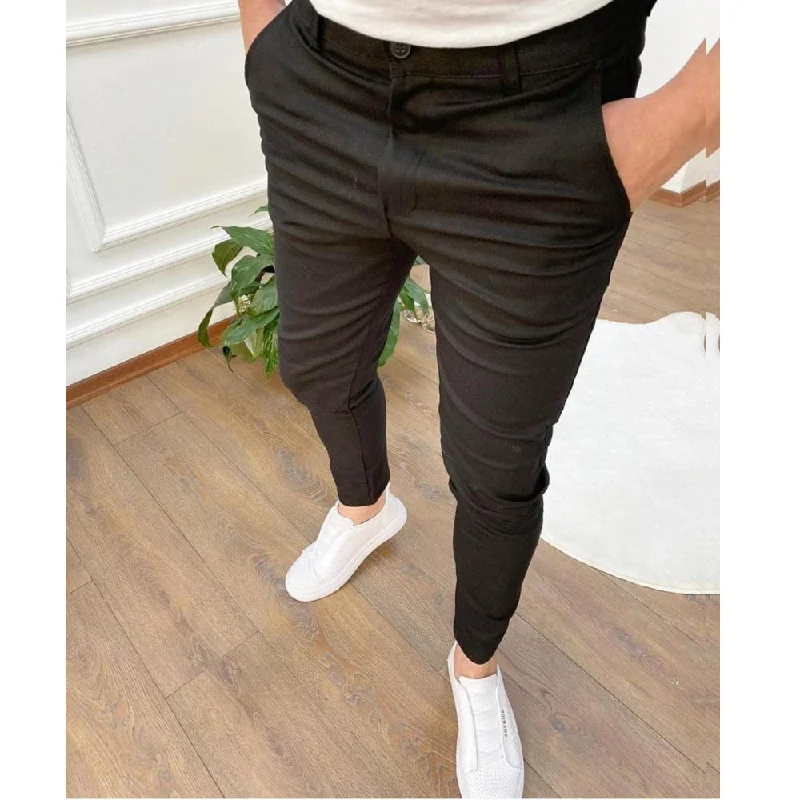 Bonsir Men's Casual Stretch Pants New Solid Color Slim Business Formal Office Versatile Interview For Men Daily Wear Hot Selling Shorts