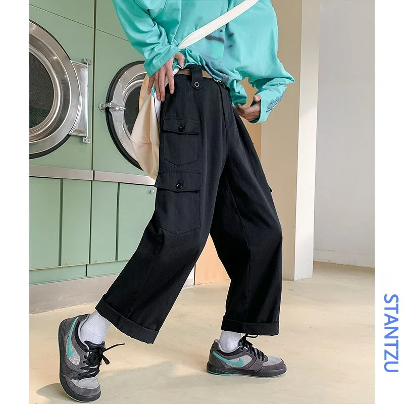 Bonsir Men's Casual Sweatpants Sports Jogging Pants Multi-pockets Fashion Running Trousers Unisx Loose Long Cargo Pants Plus Size