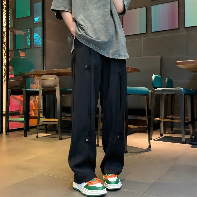 Bonsir Personality Sweatpants Man New Casual Pants Men's Fashion Straight Pants Men Japanese Streetwear Hip-hop Mopping Trousers