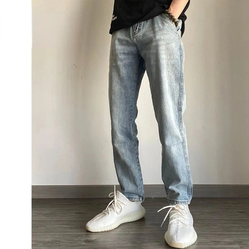 Bonsir Spring and Autumn New Fashion Everything Stretch Solid Color Jeans Men's Casual Comfort High-Quality Small Foot Pants G78