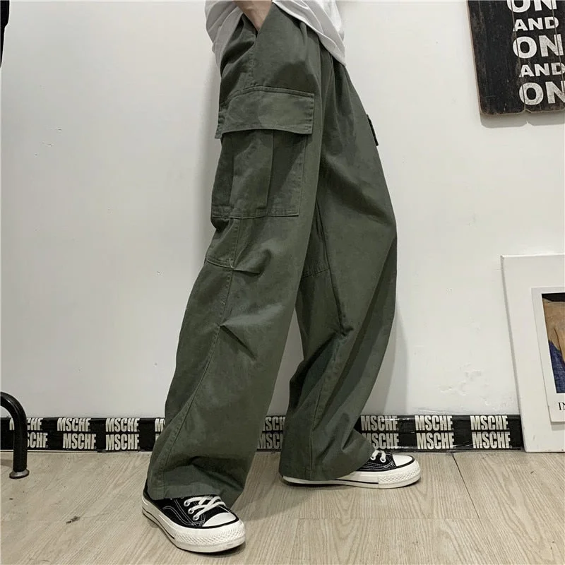 Bonsir Summer Japanese trend wide-leg straight-leg straight-leg pants teenagers all-match casual pants for men and women