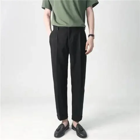 Bonsir Winter Men's Thicken Woolen Clothing Suit Pants Casual Straight Korean Fashion Business Long Trousers Male Clothing L97