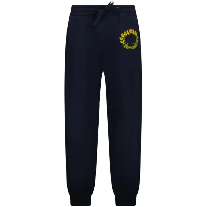 Burberry Navy Logo Embroidered Sweatpants