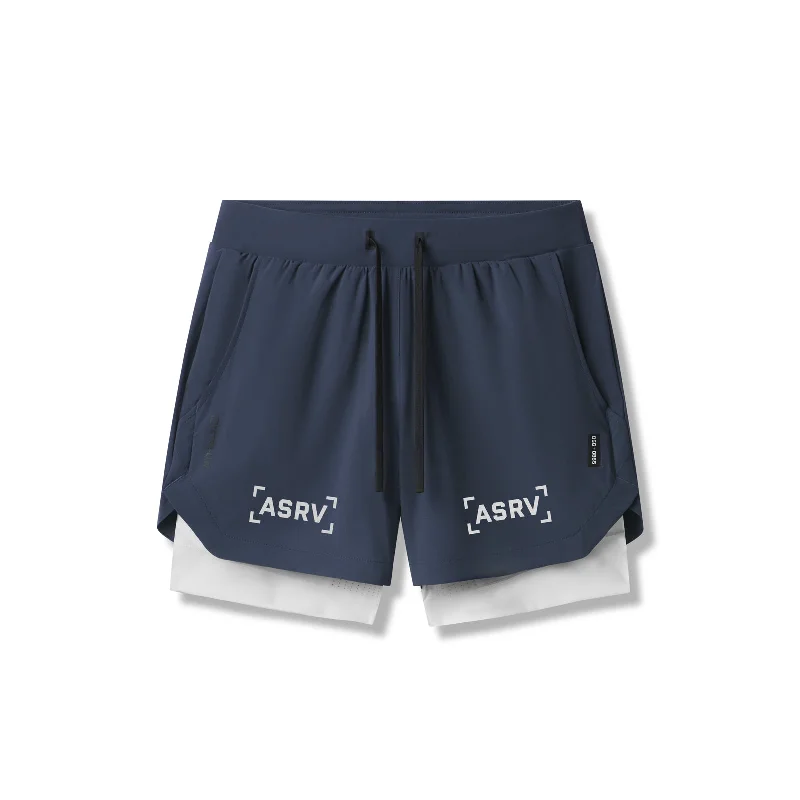 0865. Tetra-Lite™ 5"" Liner Short - Navy ""Bracket""/White