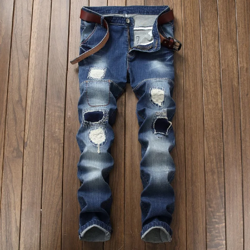 Denim Designer Hole Jeans High Quality Ripped For Men'S Autumn Spring HIP HOP Punk Streetwear