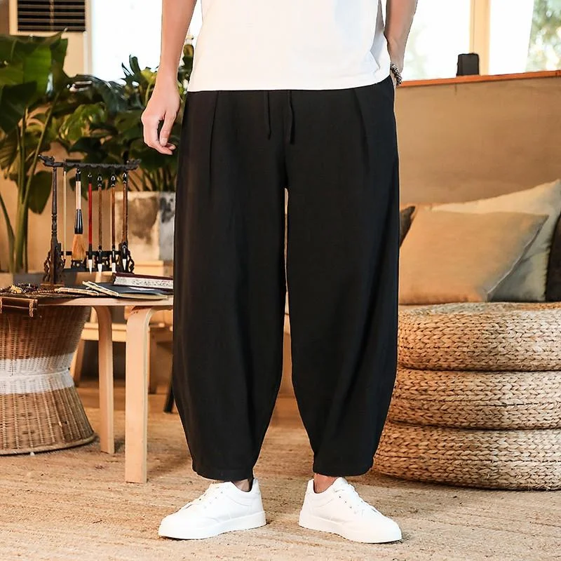 L 55-65kg / Black Harem Pants / China