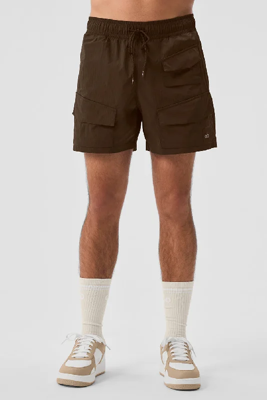 7"" Crinkle Nylon Excursion Cargo Short - Espresso