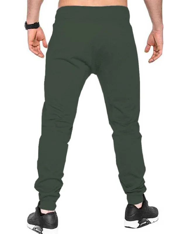 Men OliveGreen Cuffed Ankles Cotton Jogger TrackPant