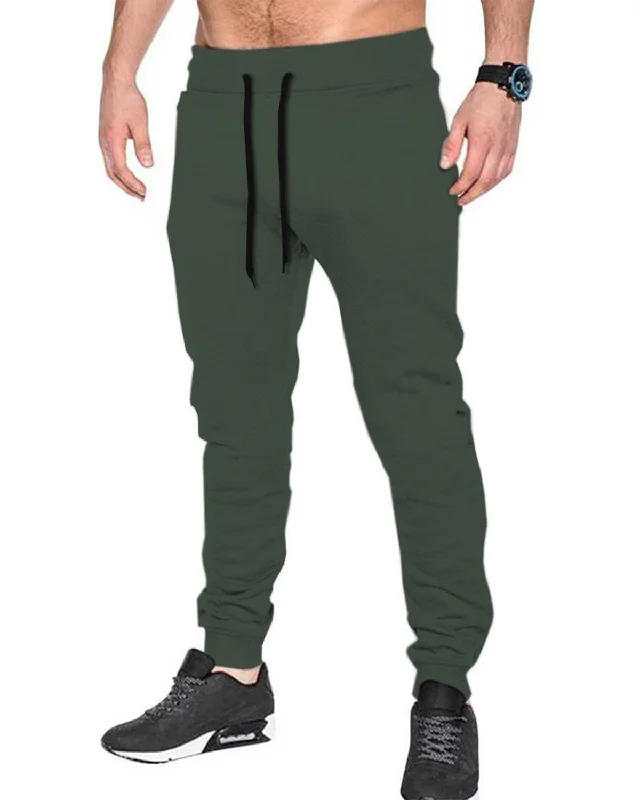 Men OliveGreen Cuffed Ankles Cotton Jogger TrackPant