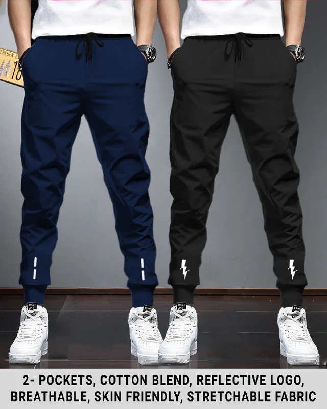 Men Sports Trackpants Combo | Navyblue & Black (Pack of 2)