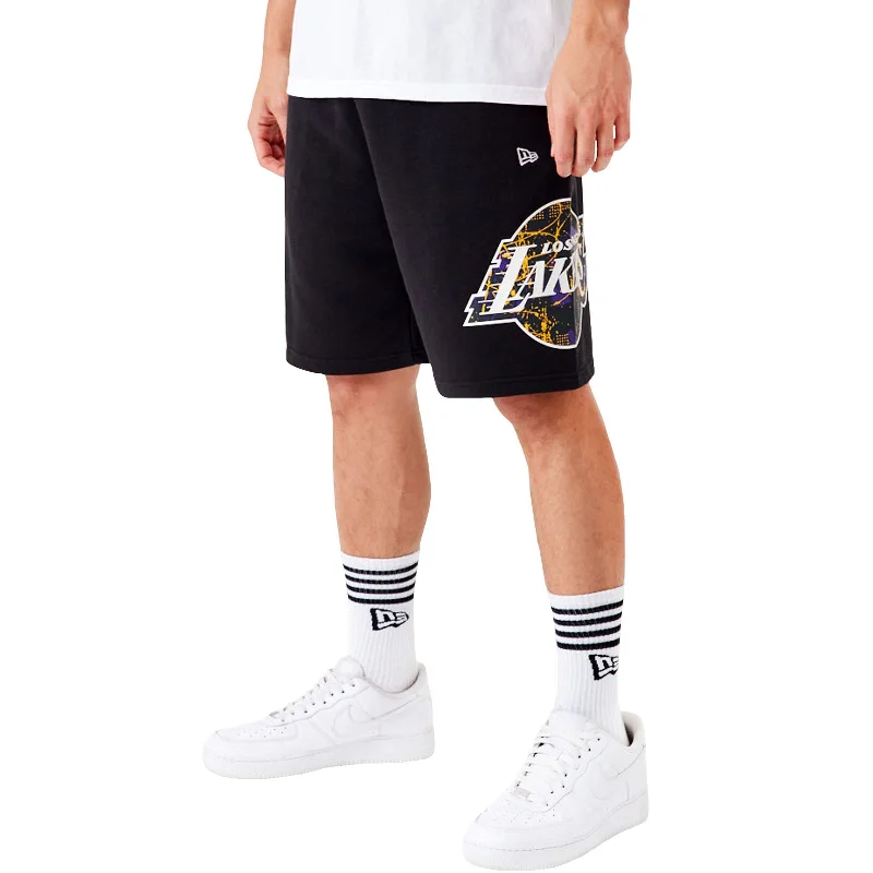 New Era Los Angeles Lakers Team Logo Oversized Sweatshorts - Black