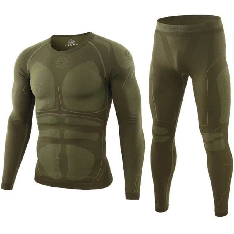 Outdoor Thermal Underwear Set Long Sleeve Tops Pants Hunting Underwear Army Tactical Gear Hiking Military Camping Warm Clothes