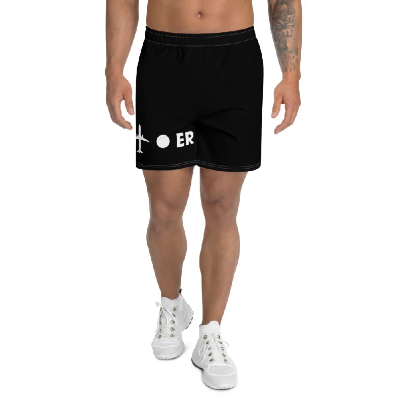 PLANE-SPOT-ER (BLACK) Men's Athletic Long Shorts