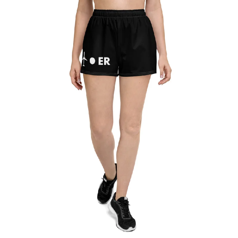 PLANE-SPOT-ER (BLACK) Women's Athletic Short Shorts