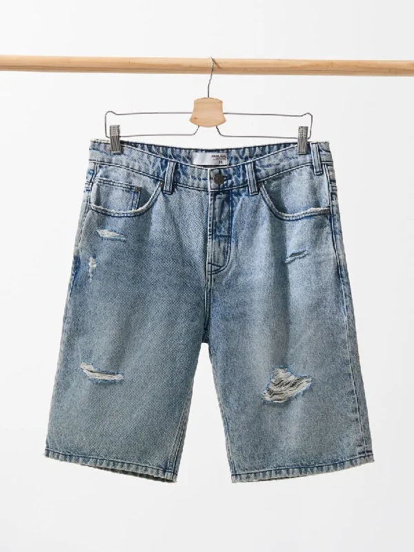 Ripped Regular Denim Shorts