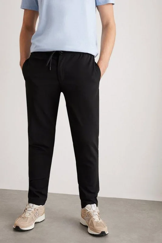 Slim Fit Black Drawstring Trousers