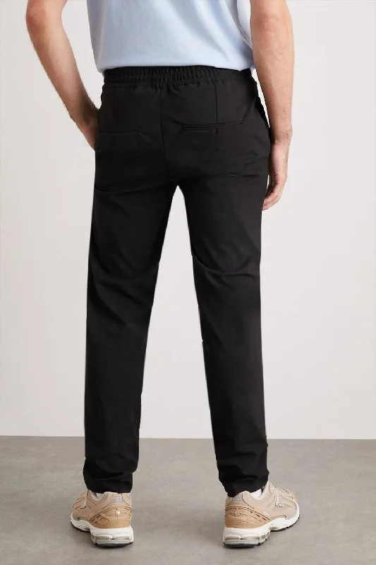 Slim Fit Black Drawstring Trousers