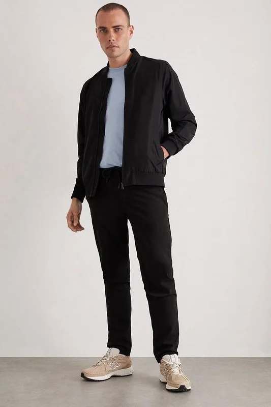 Slim Fit Black Drawstring Trousers