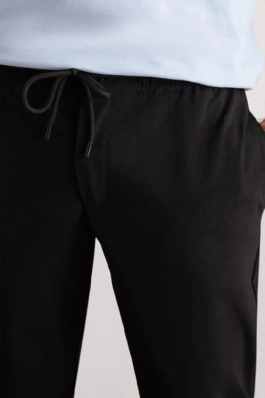 Slim Fit Black Drawstring Trousers