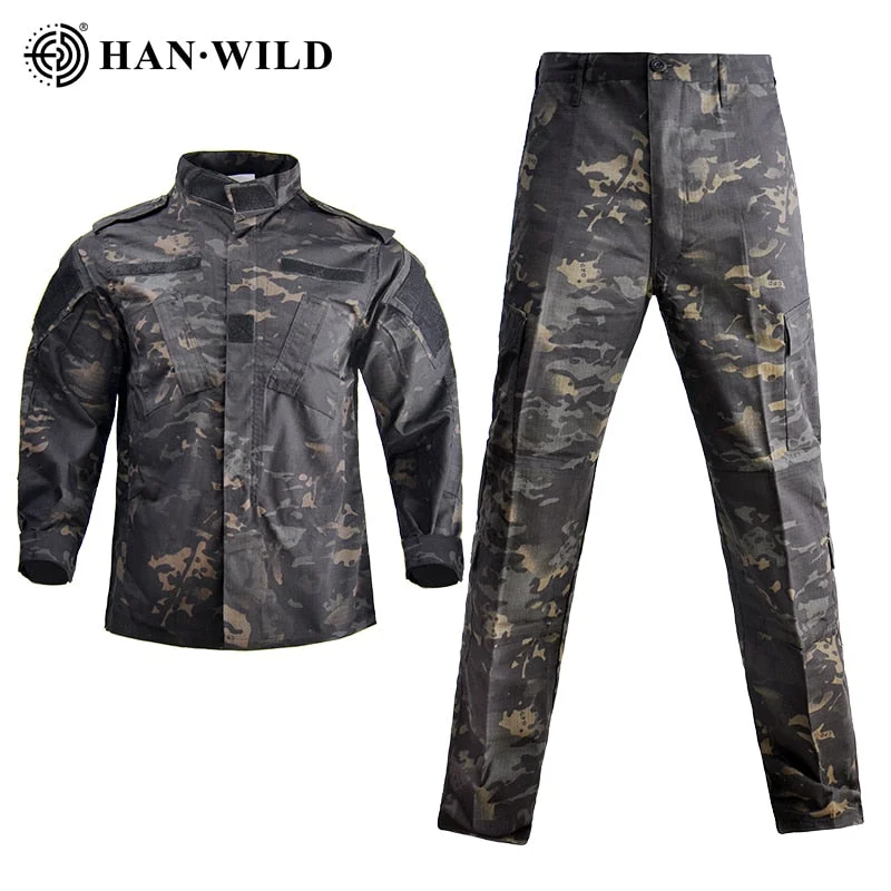 Bonsir Tactical Military Uniform Camouflage Army Men Clothing Special Forces Airsoft Soldier Training Combat Jacket Pant Male Suit