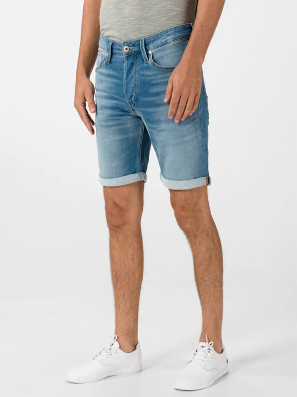 Men's Washed Denim Short,Light Blue