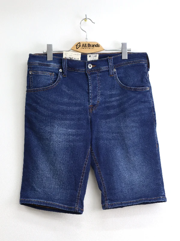 Men's Washed Denim Short,Blue