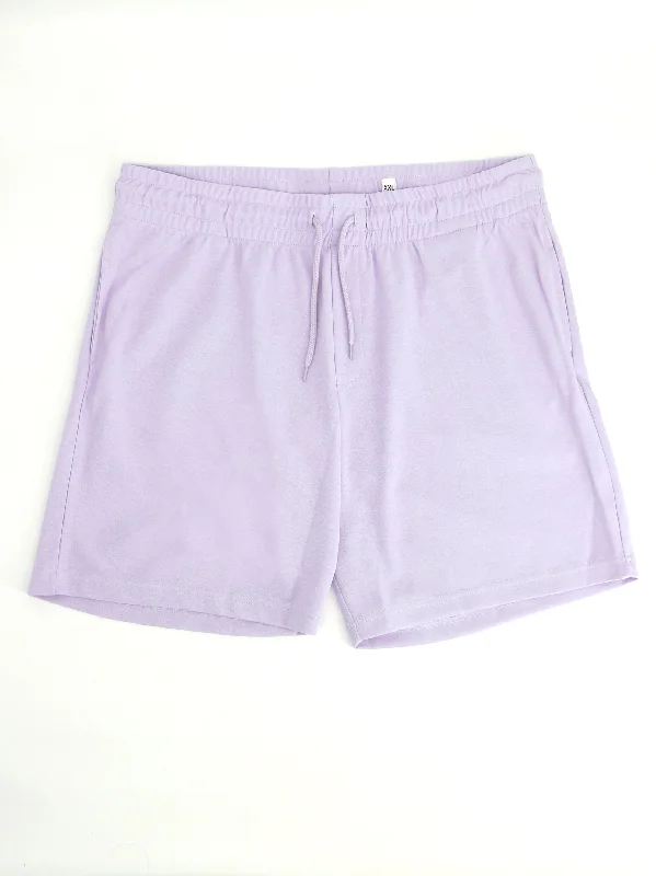 Men's Plain Solid Sweat Short,Light Purple